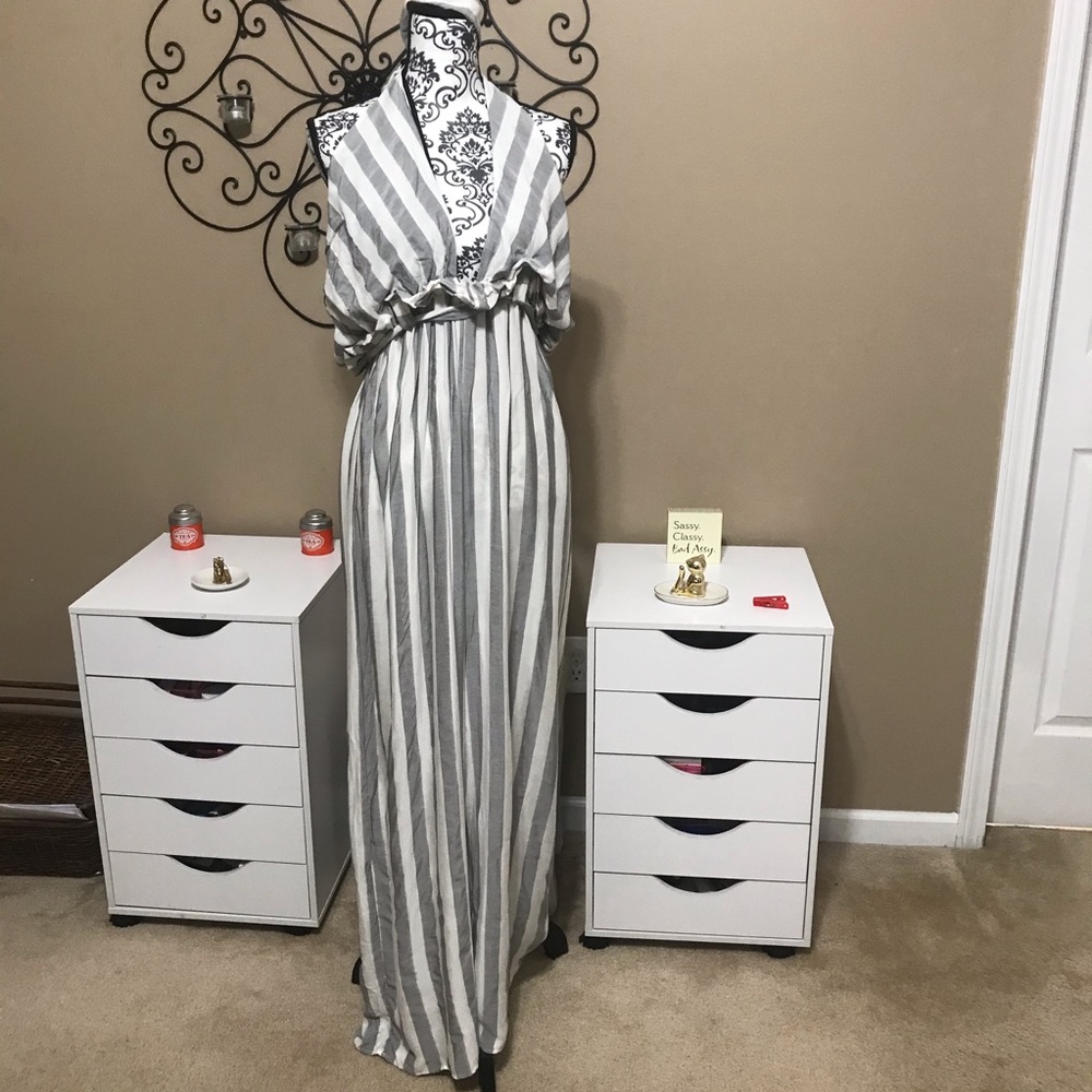 Lilian Plus Size Striped Halter Jumper 2x